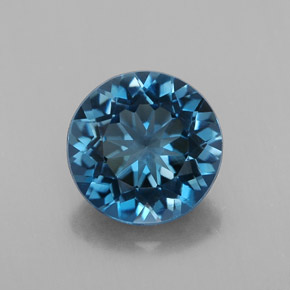 3.21캐럿 천연 런던 블루 토파즈, 라운드 컷, 9.18 mm, VS