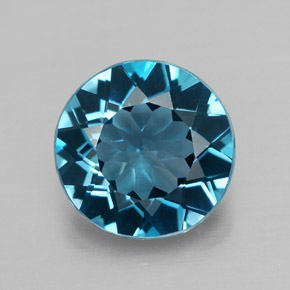 2.54캐럿 천연 런던 블루 토파즈, 라운드 컷, 8.90 mm, VVS-VS