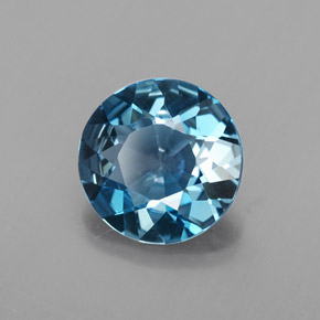 2.20캐럿 천연 런던 블루 토파즈, 라운드 컷, 8.90 mm, VVS-VS