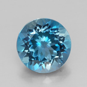 3.39캐럿 천연 런던 블루 토파즈, 라운드 컷, 9.03 mm, VVS