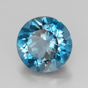 3.39캐럿 천연 런던 블루 토파즈, 라운드 컷, 9.03 mm, VVS