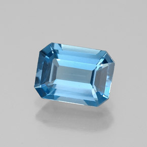 1.60캐럿 천연 스위스 블루 토파즈, 에메랄드 컷, 7.9×5.8 mm, VVS