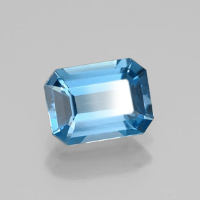 1.60캐럿 천연 스위스 블루 토파즈, 에메랄드 컷, 7.9×5.8 mm, VVS