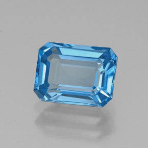 1.97캐럿 천연 스위스 블루 토파즈, 에메랄드 컷, 8×6 mm, VVS