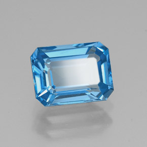 1.97캐럿 천연 스위스 블루 토파즈, 에메랄드 컷, 8×6 mm, VVS