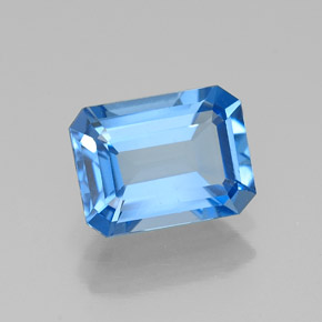 1.93캐럿 천연 스위스 블루 토파즈, 에메랄드 컷, 8.2×6.1 mm, VVS