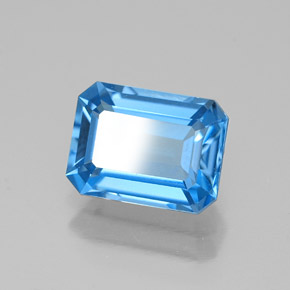 1.89캐럿 천연 스위스 블루 토파즈, 에메랄드 컷, 8×6 mm, VVS