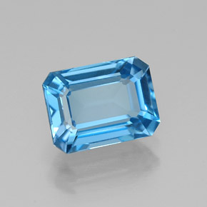1.91캐럿 천연 스위스 블루 토파즈, 에메랄드 컷, 8×6 mm, VVS
