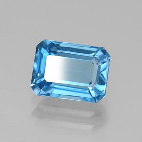 1.91캐럿 천연 스위스 블루 토파즈, 에메랄드 컷, 8×6 mm, VVS