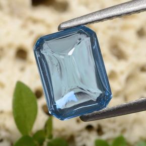1.80캐럿 천연 스위스 블루 토파즈, 에메랄드 컷, 7.9×6 mm, 투명한