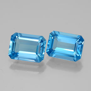 캐럿 천연 스위스 블루 토파즈 보석, 에메랄드 컷, 7.9×6 mm, VVS