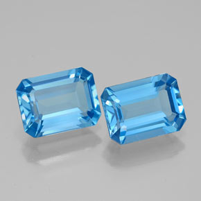 캐럿 천연 스위스 블루 토파즈 보석, 에메랄드 컷, 7.9×6 mm, VVS