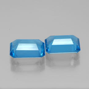 캐럿 천연 스위스 블루 토파즈 보석, 에메랄드 컷, 7.9×6 mm, VVS