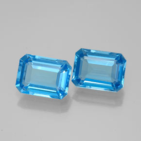 캐럿 천연 스위스 블루 토파즈 보석, 에메랄드 컷, 8×6 mm, VVS