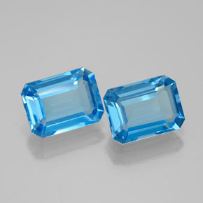 캐럿 천연 스위스 블루 토파즈 보석, 에메랄드 컷, 8×6 mm, VVS
