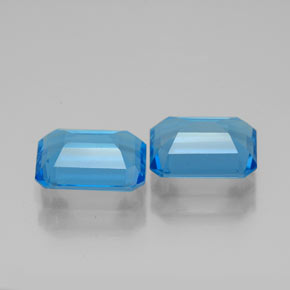 캐럿 천연 스위스 블루 토파즈 보석, 에메랄드 컷, 8×6 mm, VVS