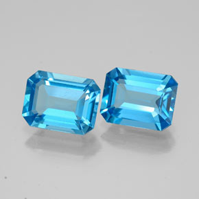 캐럿 천연 스위스 블루 토파즈 보석, 에메랄드 컷, 7.9×6 mm, VVS