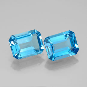 캐럿 천연 스위스 블루 토파즈 보석, 에메랄드 컷, 7.9×6 mm, VVS