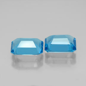 캐럿 천연 스위스 블루 토파즈 보석, 에메랄드 컷, 7.9×6 mm, VVS