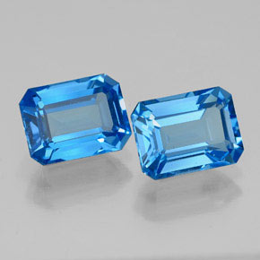 캐럿 천연 스위스 블루 토파즈 보석, 에메랄드 컷, 8.1×6 mm, VVS
