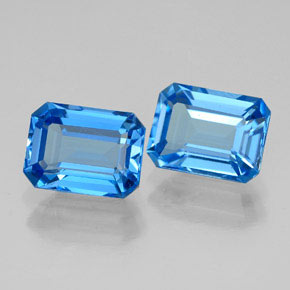 캐럿 천연 스위스 블루 토파즈 보석, 에메랄드 컷, 8.1×6 mm, VVS