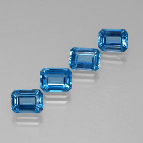 캐럿 천연 스위스 블루 토파즈 보석, 에메랄드 컷, 7.8×5.9 mm, VVS