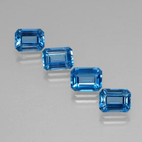 캐럿 천연 스위스 블루 토파즈 보석, 에메랄드 컷, 7.8×5.9 mm, VVS