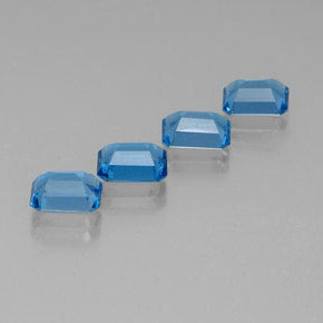캐럿 천연 스위스 블루 토파즈 보석, 에메랄드 컷, 7.8×5.9 mm, VVS
