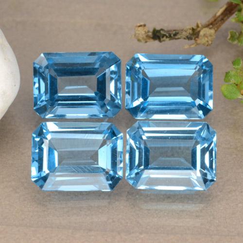7.47캐럿 천연 스위스 블루 토파즈 보석, 에메랄드 컷, 8×6 mm, VVS
