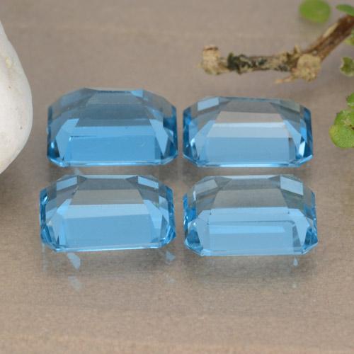 7.47캐럿 천연 스위스 블루 토파즈 보석, 에메랄드 컷, 8×6 mm, VVS