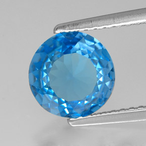 1.72캐럿 천연 스위스 블루 토파즈, 라운드 컷, 7.97 mm, VVS