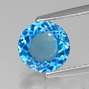 1.98캐럿 천연 스위스 블루 토파즈, 라운드 컷, 8.01 mm, VVS