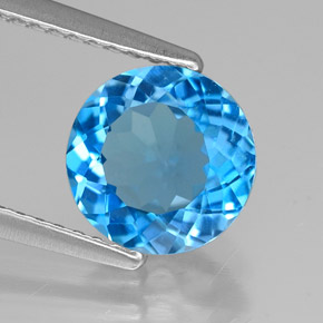 1.98캐럿 천연 스위스 블루 토파즈, 라운드 컷, 8.01 mm, VVS