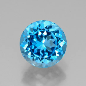 2.49캐럿 천연 스위스 블루 토파즈, 라운드 컷, 7.96 mm, VVS