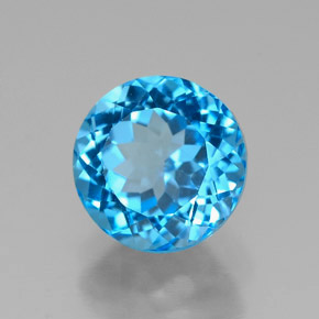 2.66캐럿 천연 스위스 블루 토파즈, 라운드 컷, 8.01 mm, VVS-VS