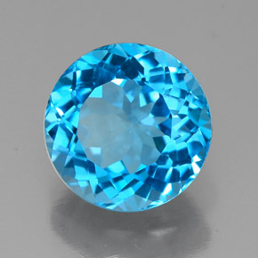 2.36캐럿 천연 스위스 블루 토파즈, 라운드 컷, 8.07 mm, VVS