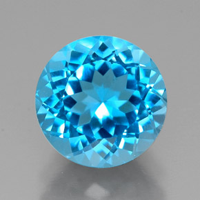 2.45캐럿 천연 스위스 블루 토파즈, 라운드 컷, 8.03 mm, VVS