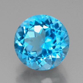 2.45캐럿 천연 스위스 블루 토파즈, 라운드 컷, 8.03 mm, VVS