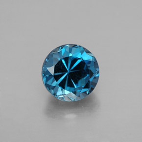 2.00캐럿 천연 런던 블루 토파즈, 라운드 컷, 7.12 mm, VVS