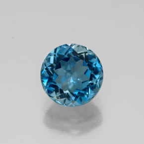 1.89캐럿 천연 런던 블루 토파즈, 라운드 컷, 7.13 mm, VVS