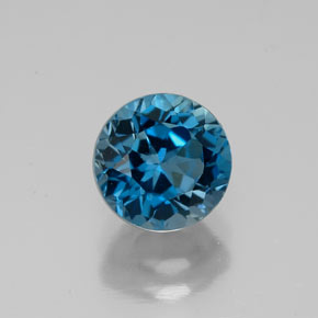 1.93캐럿 천연 런던 블루 토파즈, 라운드 컷, 7.04 mm, VVS
