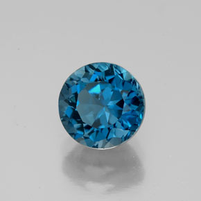1.93캐럿 천연 런던 블루 토파즈, 라운드 컷, 7.04 mm, VVS