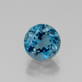 1.73캐럿 천연 런던 블루 토파즈, 라운드 컷, 7.14 mm, VVS