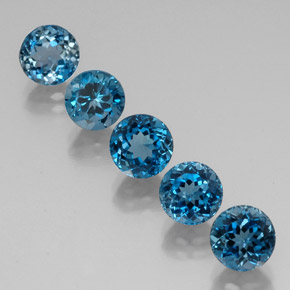 캐럿 천연 런던 블루 토파즈 보석, 라운드 컷, 7.10 mm, VVS-VS