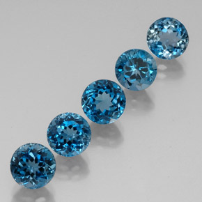 캐럿 천연 런던 블루 토파즈 보석, 라운드 컷, 7.10 mm, VVS-VS