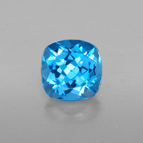 1.92캐럿 천연 스위스 블루 토파즈, 쿠션 컷, 7.1×7 mm, VS