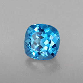 1.92캐럿 천연 스위스 블루 토파즈, 쿠션 컷, 7.1×7 mm, VS