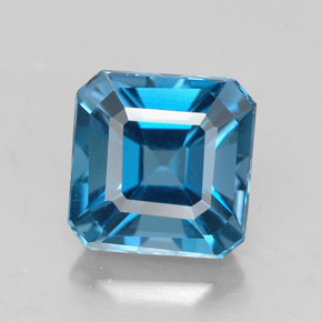 1.93캐럿 천연 런던 블루 토파즈, 에메랄드 컷, 6.8×6.8 mm, VVS