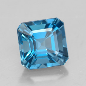 1.93캐럿 천연 런던 블루 토파즈, 에메랄드 컷, 6.8×6.8 mm, VVS