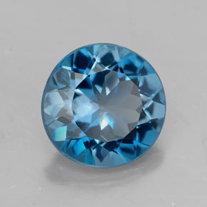 2.84캐럿 천연 런던 블루 토파즈, 라운드 컷, 8.94 mm, VVS-VS